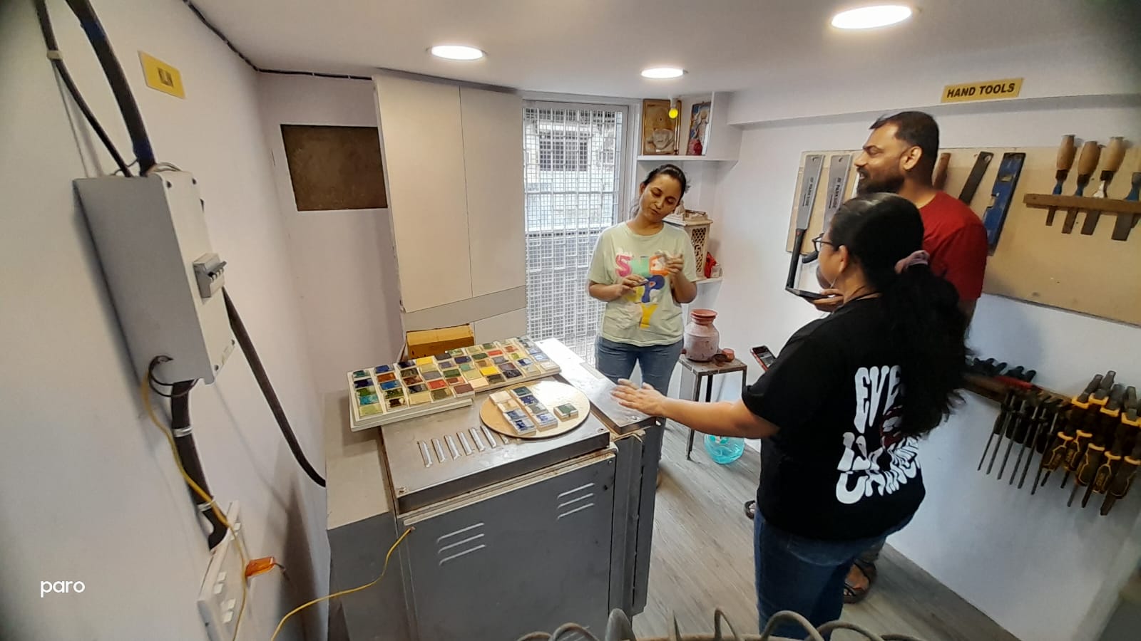 Participants learning resin art and craft techniques during a hands-on training workshop by Giridham Foundation